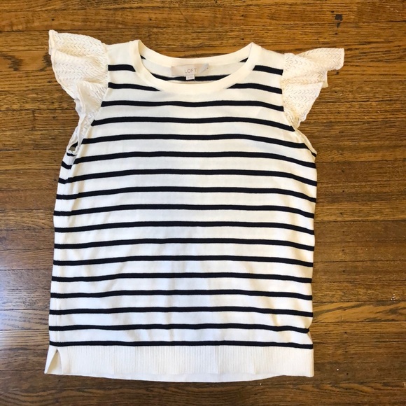 LOFT cap sleeve striped sweater XS - Picture 2 of 4